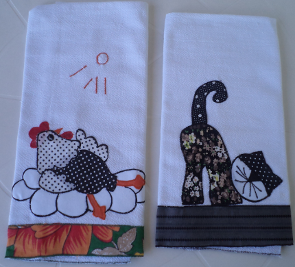 Panos de prato - Pintinho e Gato