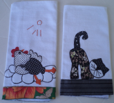 Panos de prato - Pintinho e Gato